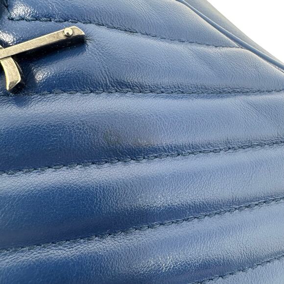 Saint Laurent YSL Lou Camera Bag Cobalt Blue Quilted Leather Silver Hardware - Picture 9 of 11